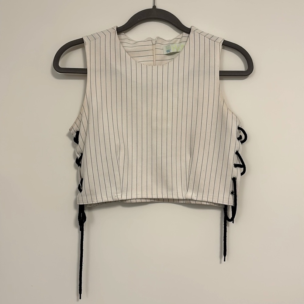Pinstripe Boxy Crop Top | S